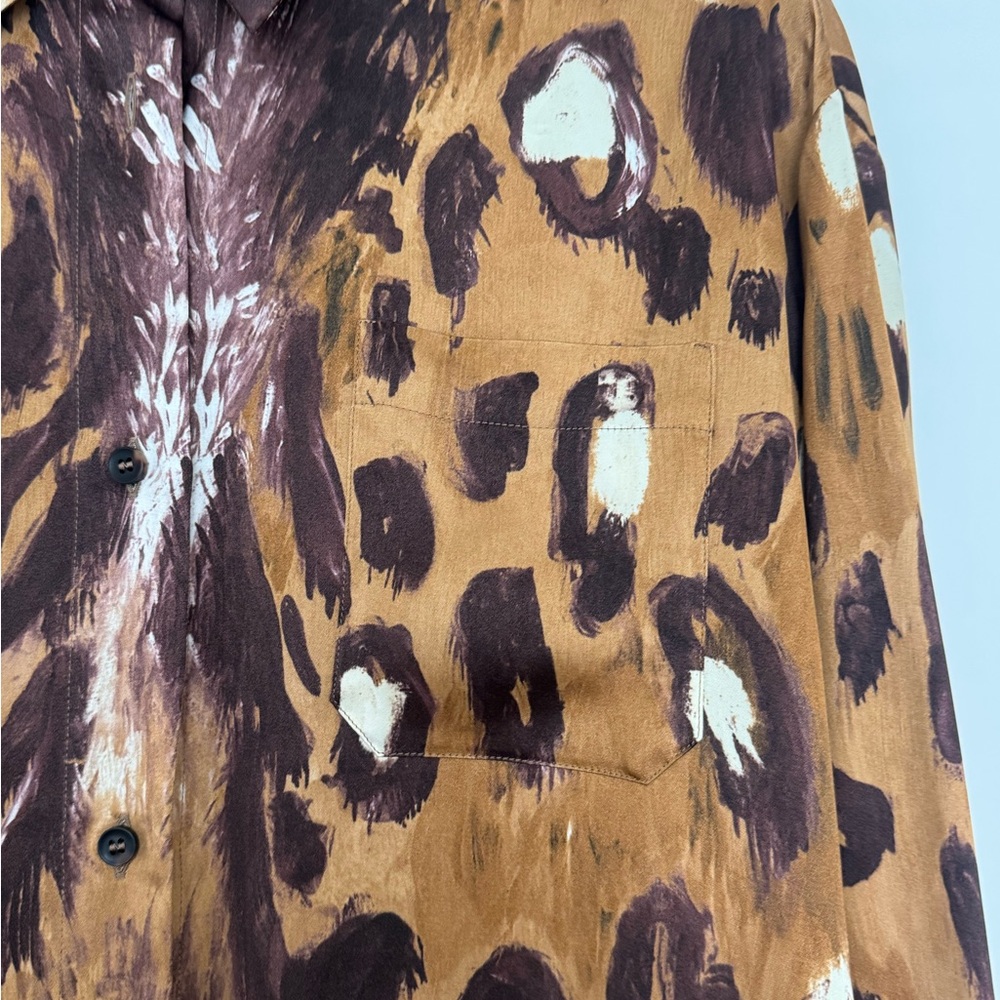 Marni Brown and Purple Abstract Silk Button-Up - Picture 3 of 12